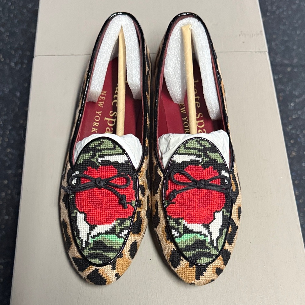 Kate Spade Women's Floral Embroidered Loafers - Red and Green